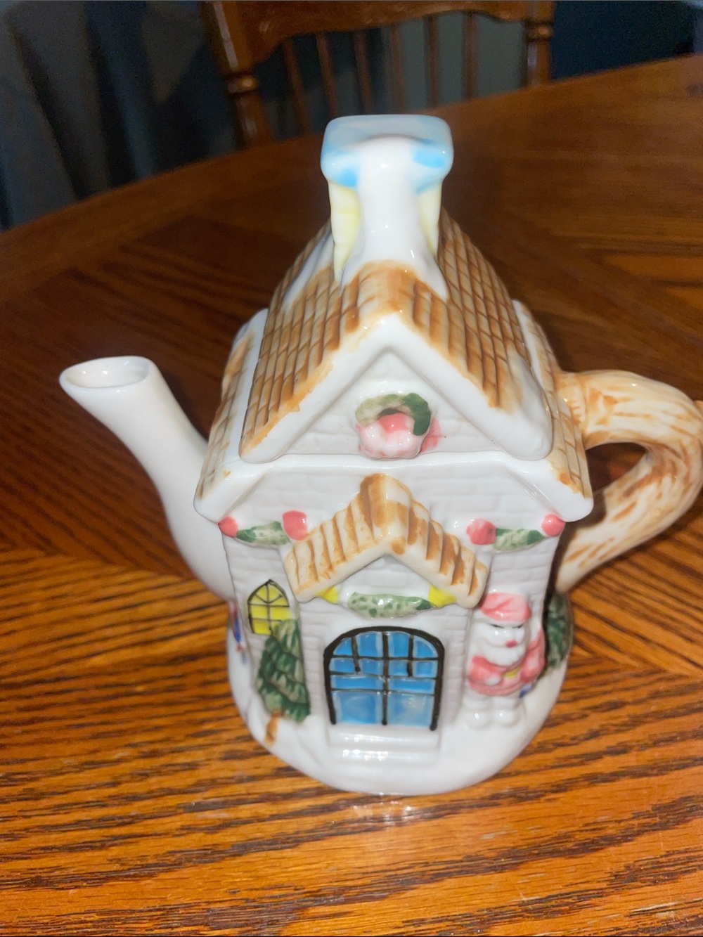 Houston Harvest Santa Claus Cottage Ceramic Teapot